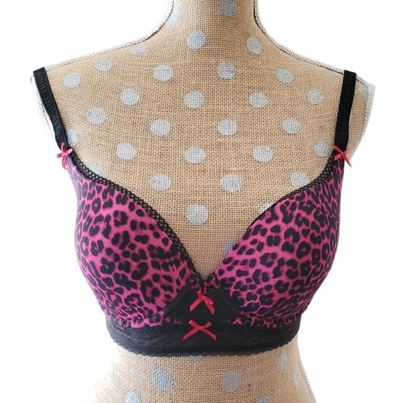 Betsey Johnson pink leopard print bra 32DD NWOT - Picture 1 of 5